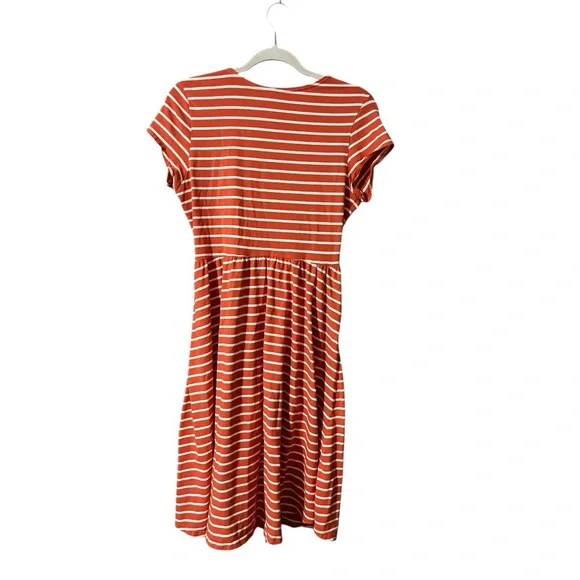 Pact Organic Fit & Flare Striped Crossover Dress - Picture 3 of 8